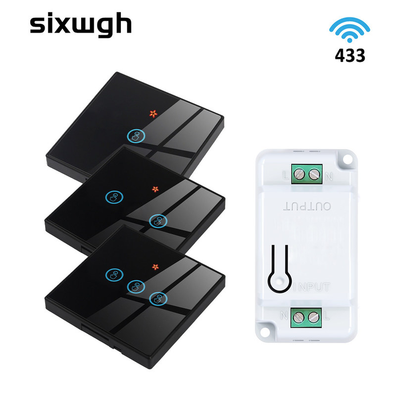 Interruttori per pareti senza fili RF433 1gang Luxury Glass Panel Remote Control Interruttore di controllo vocale di supporto luminoso