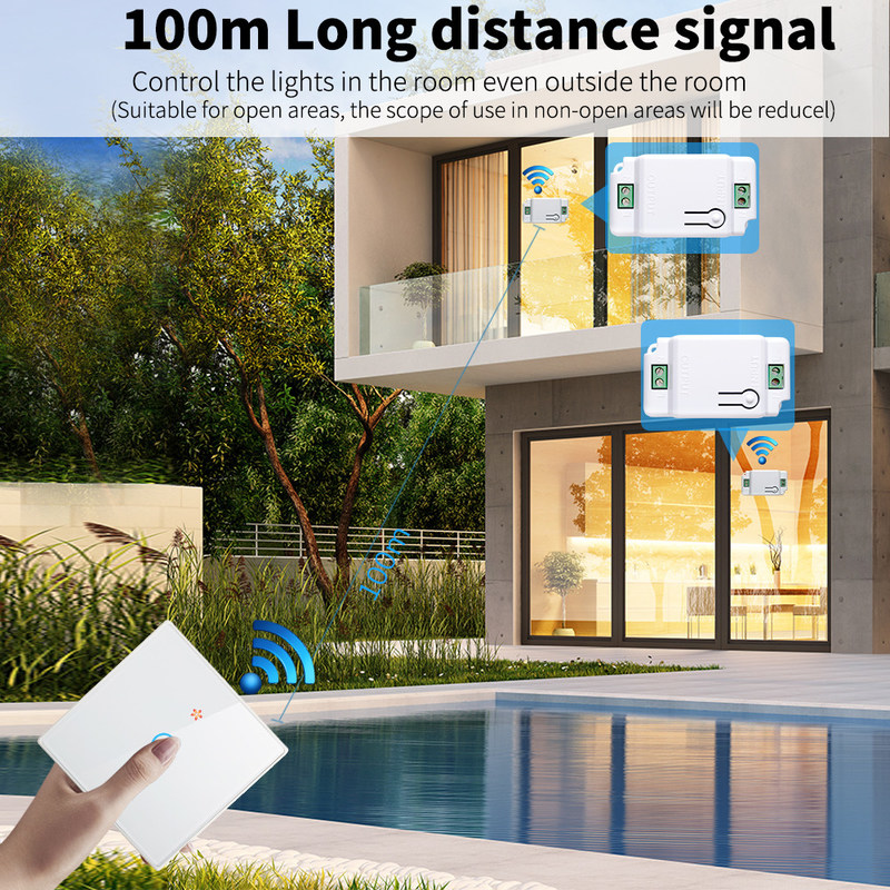 Interruttori per pareti senza fili RF433 1gang Luxury Glass Panel Remote Control Interruttore di controllo vocale di supporto luminoso