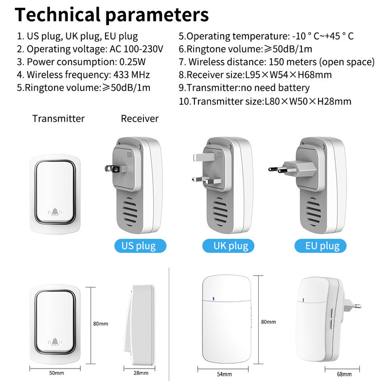 Portalampada impermeabile auto-alimentato telecomandato dello sbocco di parete del campanello 150M Remote Control Light