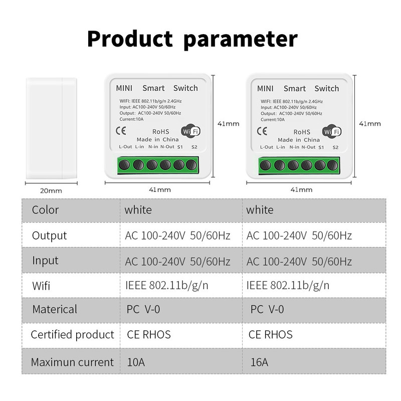 Tuya Alexa Timer Smart Switch 10A Relay Module Funzionamento Remote Smart Switch supporto Google Alexa controllo vocale facile installazione