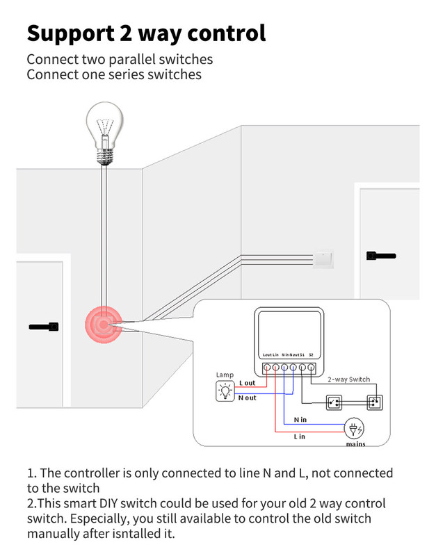 DIY MINI Homekit Buttone Switch Modificatore Modulo Relay Lavorare con tuya wifi app supporto funzione di controllo vocale