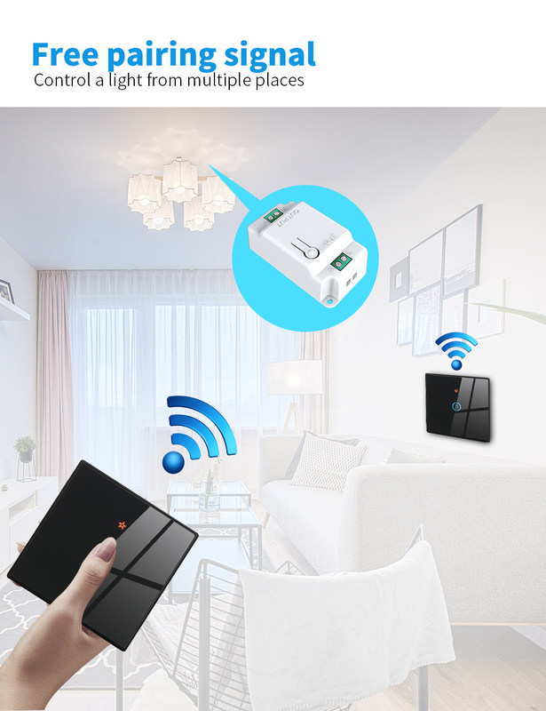 RF433 Interruttore di controllo remoto wireless pannello di cristallo touch switch con interruttore 10A rifatto circuito vecchia versione