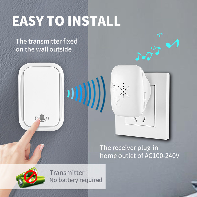 Chiamata senza fili Ring Doorbell Stati Uniti UE Regno Unito all'aperto nessun campanello impermeabile auto-alimentato fissante 300M