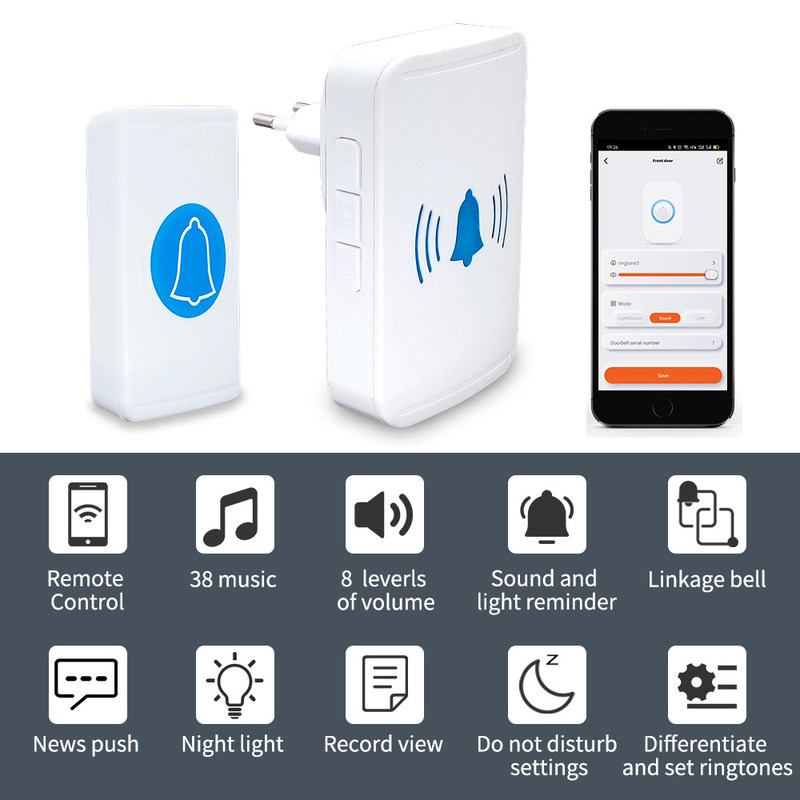 macchina fotografica astuta telecomandata del campanello di Wifi di video 30W definizione senza fili di campanello per porte alta