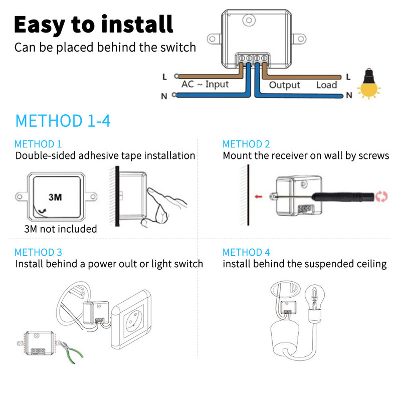 Tuya Wireless Remote Control Switch controller e ricevitore corrispondenza con Tuya modulo di supporto Google Alexa controllo vocale
