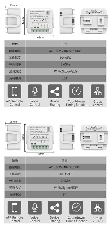 Interruttori intelligenti wifi Controllo remoto e vocale con programmazione e automazione, monitoraggio dell'energia, facile installazione e configurazione,