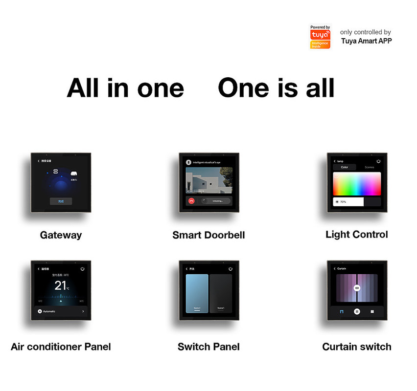 110V-240V Black Smart Home Touch Screen smart home control Panel connessione intelligente multipla controllo vocale integrato