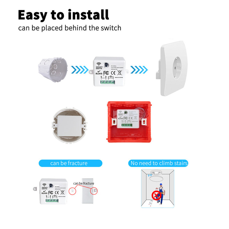 ABS Wireless Remote Control Switch 86*86*32mm Per un'operazione facile non è necessario batterie supportare più opzioni di scena di controllo.