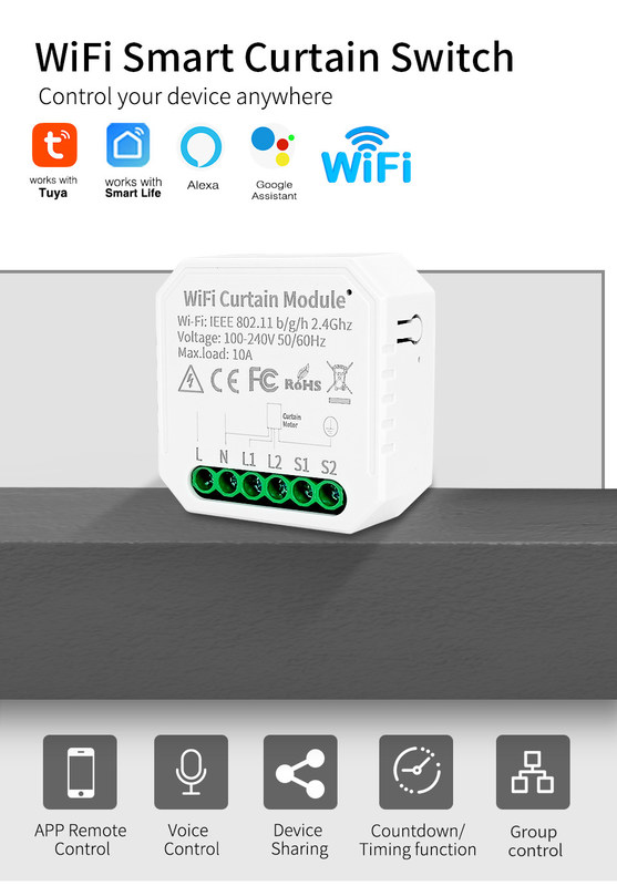 Interruttori intelligenti wifi Controllo remoto e vocale con programmazione e automazione, monitoraggio dell'energia, facile installazione e configurazione