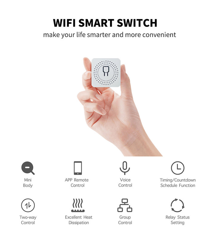 mini interruttore intelligente Soluzione intelligente affidabile - Wi-Fi abilitato Standard - Compatto Dispositivo bset scelta per rifatto vecchio circuito
