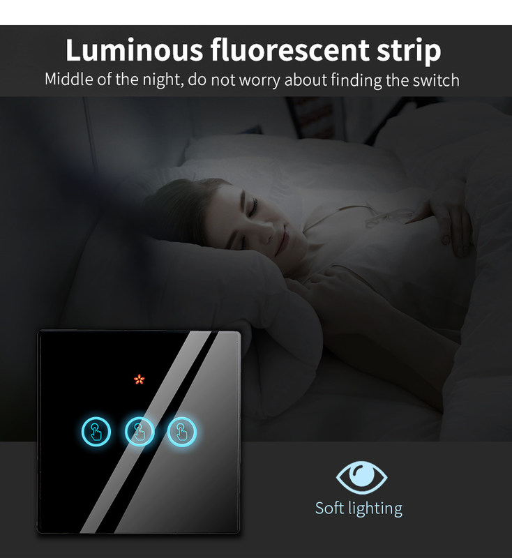 10A resistente al fuoco ABS Homekit Smart Switch pannello di vetro temperato Tre interruttori di accensione/spena supportano il telecomando