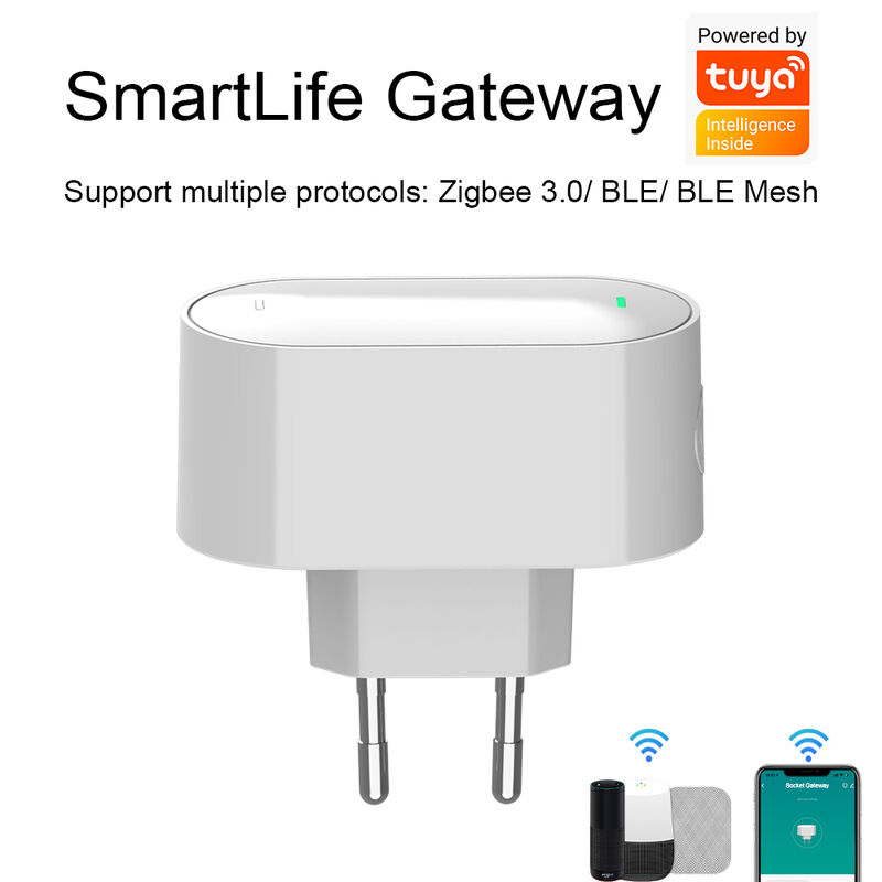 SIXWGH EU Gateway Smart Life Plug-in 3-in-1 Zigbee 3.0/BLE/BLE Mesh Hub 128+ Dispositivi Controllo Alexa App Casa Smart Home WiFi