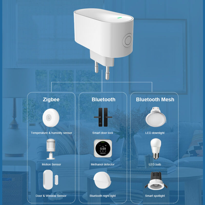 SIXWGH EU Gateway Smart Life Plug-in 3-in-1 Zigbee 3.0/BLE/BLE Mesh Hub 128+ Dispositivi Controllo Alexa App Casa Smart Home WiFi