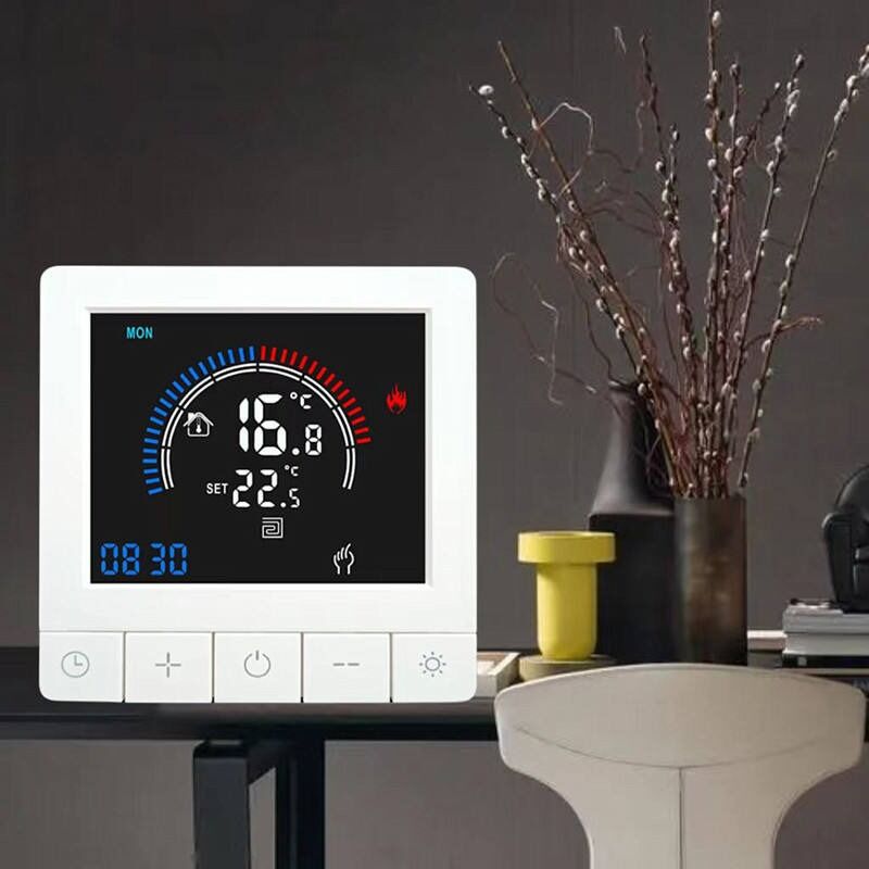 SIXWGH Tuya Smart Thermostat Wi-Fi App Control Display OLED Display Slider Design Controllo vocale 7-Day Schedule 16A Carico lavora a casa