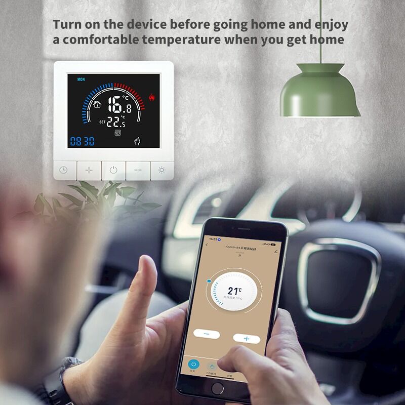 SIXWGH Tuya Smart Thermostat Wi-Fi App Control Display OLED Display Slider Design Controllo vocale 7-Day Schedule 16A Carico lavora a casa
