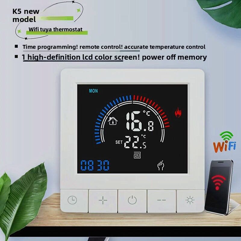 SIXWGH Tuya Smart Thermostat Wi-Fi App Control Display OLED Display Slider Design Controllo vocale 7-Day Schedule 16A Carico lavora a casa