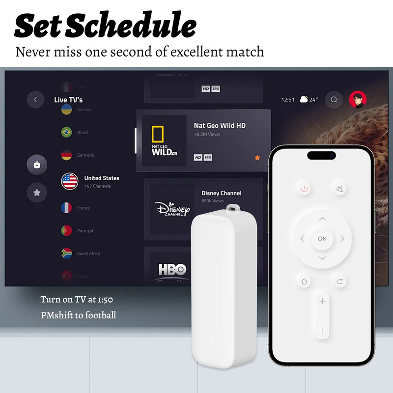 SIXWGH Factory Direct Smart IR Remote Control App Control Via Tuya Battery Powered Use Rotatable Design OEM Custom Logo Disponibile