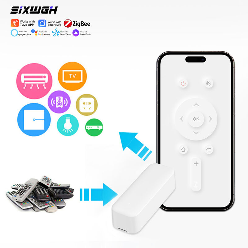SIXWGH Universal Smart IR Remote Control con Zigbee Hub Funziona con Alexa e Google Home APP Hotel Usare Disegno rotabile