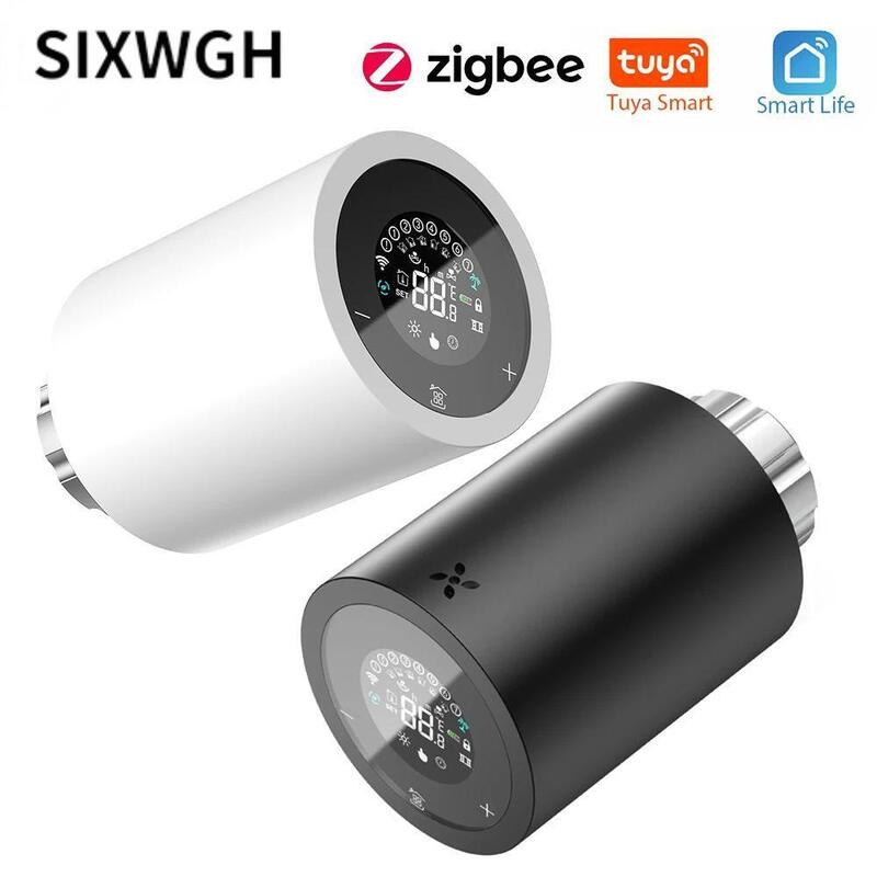 SIXWGH Tuya Zigbee & Wi-Fi Smart LCD Touchscreen Termostatico Valvola Termostatica Radiatore Controllo Temperatura Programmabile APP Voce Eco Casa