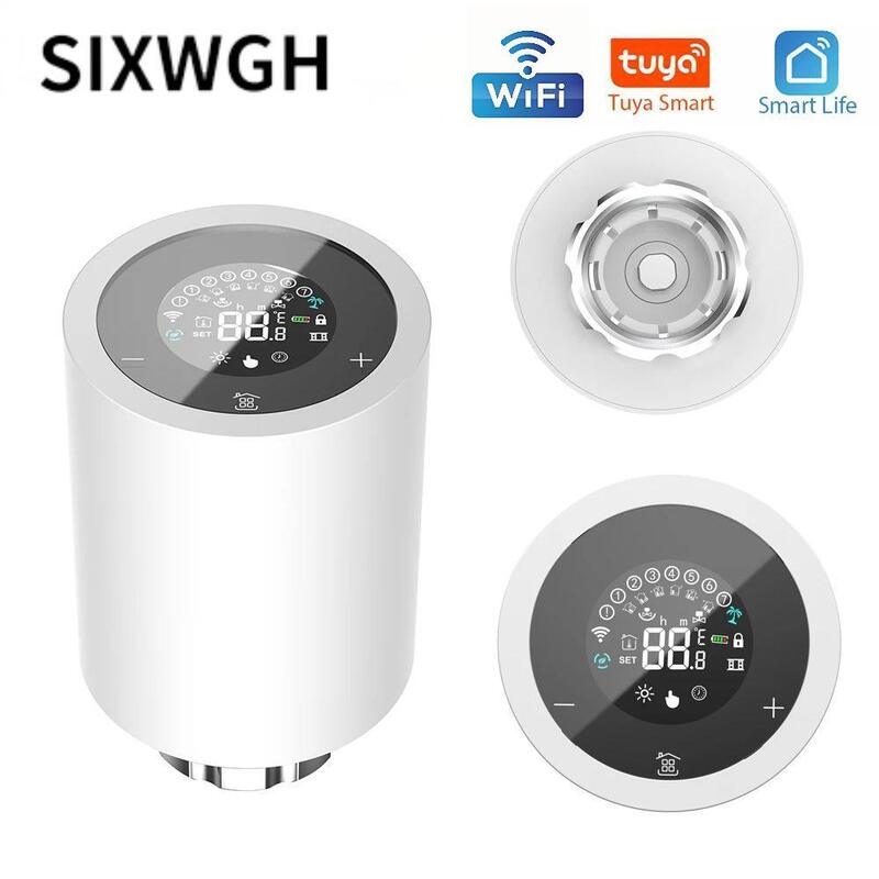 SIXWGH Tuya Zigbee & Wi-Fi Smart LCD Touchscreen Termostatico Valvola Termostatica Radiatore Controllo Temperatura Programmabile APP Voce Eco Casa