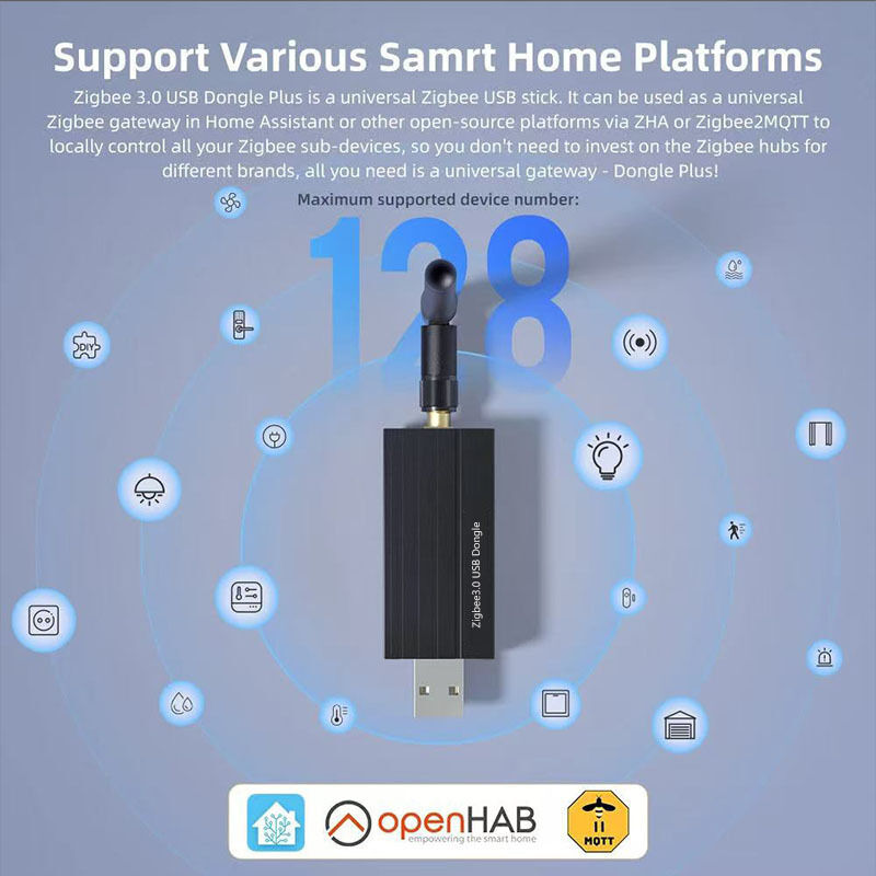 SIXWGH Zigbee 3.0 USB Dongle Plus Gateway Universale per Smart Home Wireless con Guadagno +20dBm per Home Assistant Zigbee2MQTT, OpenHAB