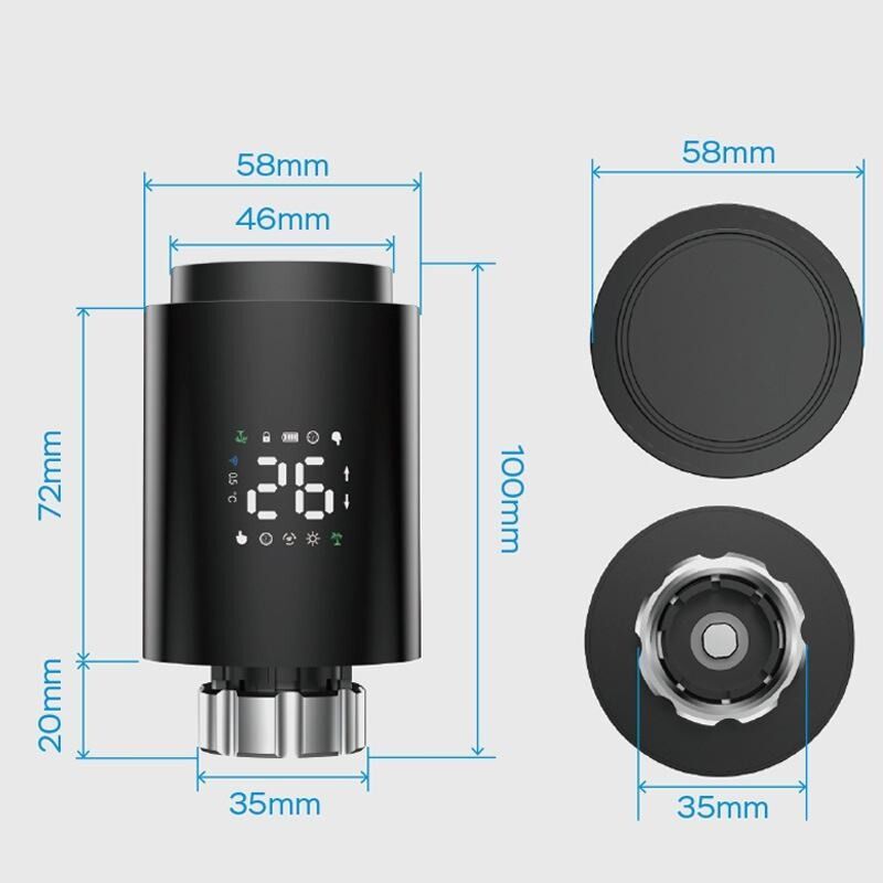 SIXWGH Zigbee 3.0 Smart Thermostatic Radiator Valve (TRV) Alexa/Google Assistant Tuya App 7 giorni di riscaldamento wireless programmabile