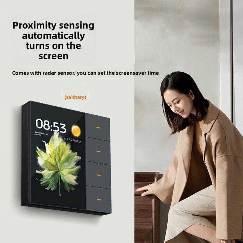 SIXWGH Smart Life Smart Touch Wall Switch 4 Gang WiFi Zigbee Panel Radar Sensore Colorato Customized Luxury Home Hotel Office