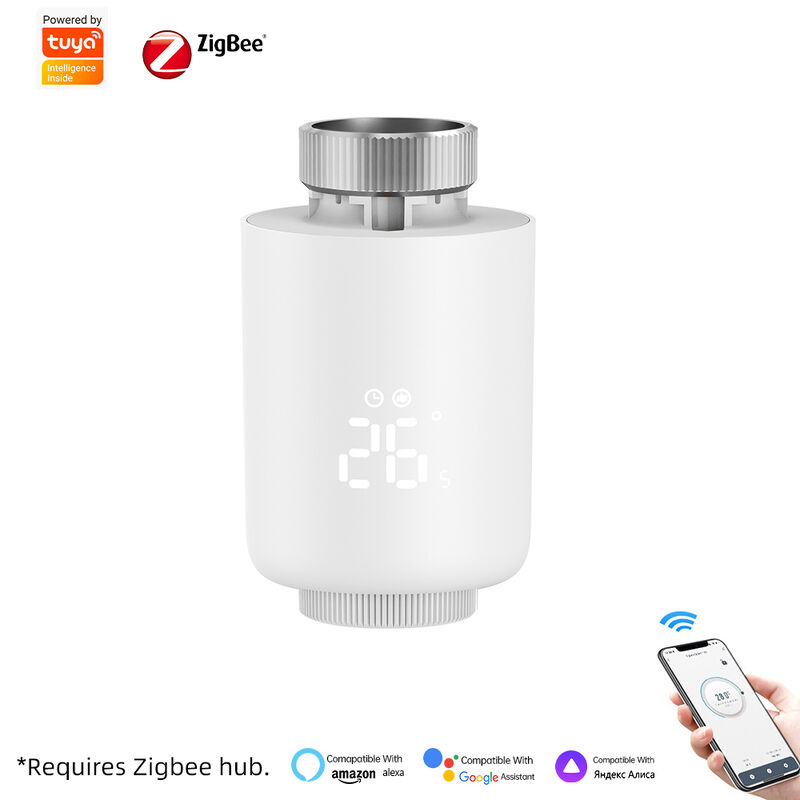 SIXWGH Tuya Zigbee Smart Termostatic Radiator Valve TRV APP Controllo Vocale Programmazione Automatica Design a Barra Compatibile con Alexa/Google Home