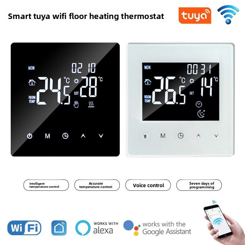 Termostato Intelligente per Riscaldamento a Pavimento WiFi con Controllo Vocale, APP, Display a LED per Uso Domestico e Commerciale