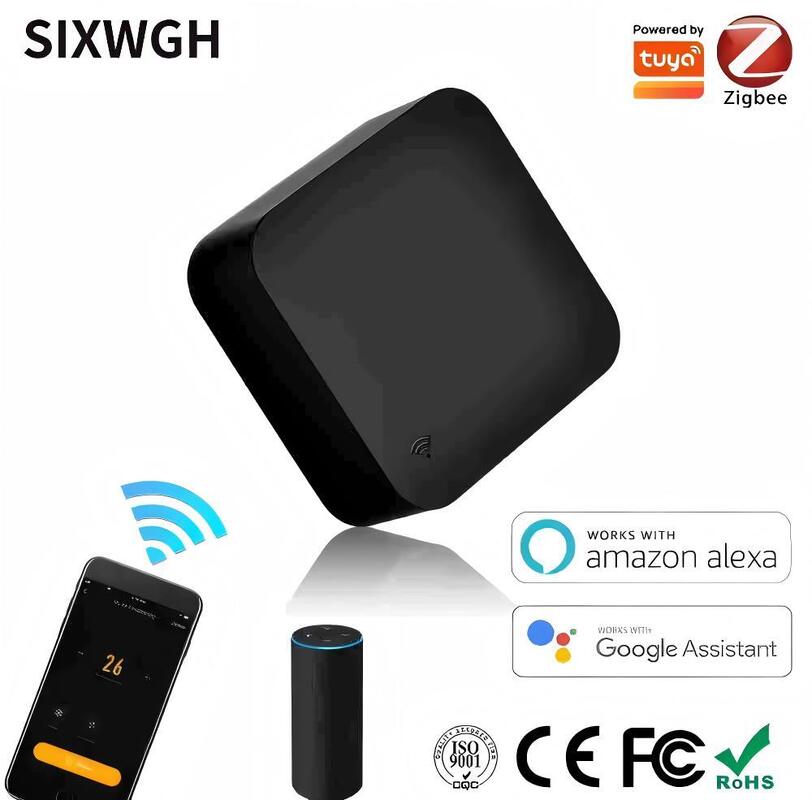 SIXWGH Tuya Smart Telecomando Compatibile con US/EU/PL Alexa Google Home Copertura a 360° Certificato FCC Telecomando IR Smart Zigbee 5V WiFi