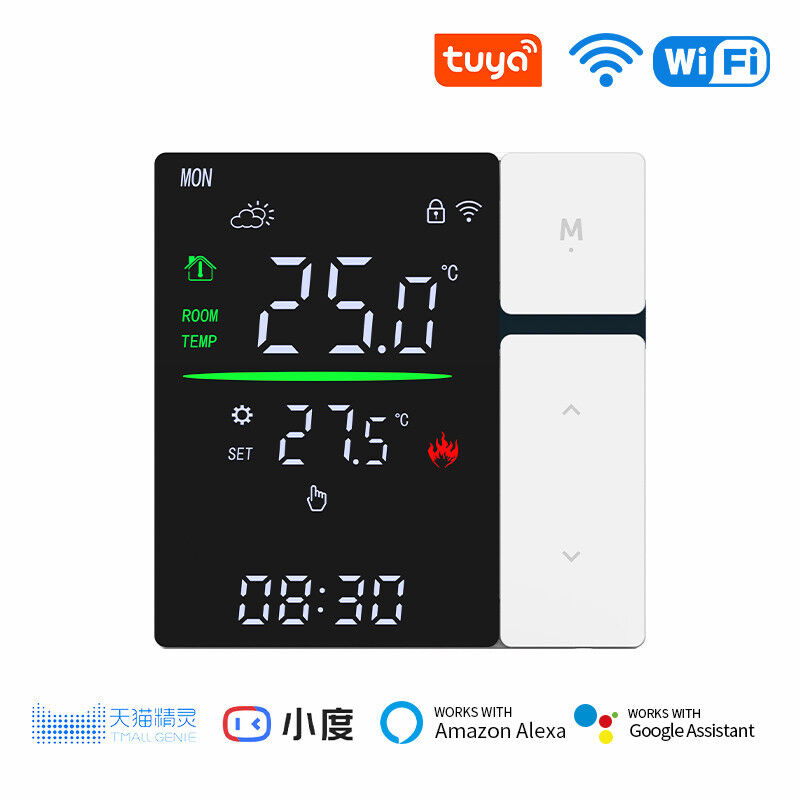 SIXWGH Termostato Intelligente WiFi per Riscaldamento ad Acqua con Touch Screen LED Controllo Temperatura Pavimento Elettrico/Parete RV Garage