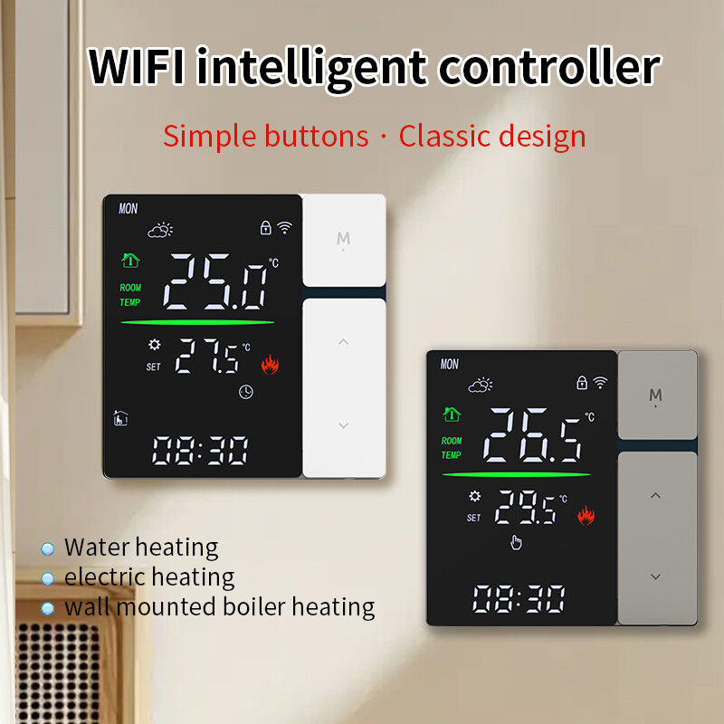 SIXWGH Termostato Intelligente WiFi per Riscaldamento ad Acqua con Touch Screen LED Controllo Temperatura Pavimento Elettrico/Parete RV Garage