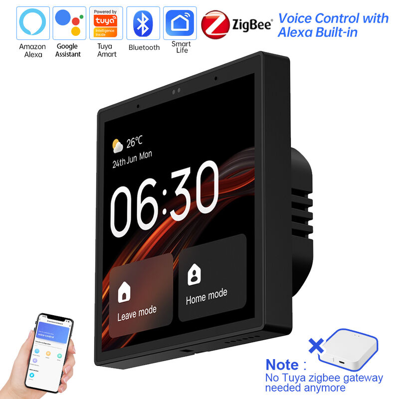 SIXWGH Pannello di Controllo Smart Home Touchscreen da 4 pollici Alexa Tuya Gateway Hub Zigbee 3.0 Integrato Controllo Vocale Montaggio a Parete AIoT