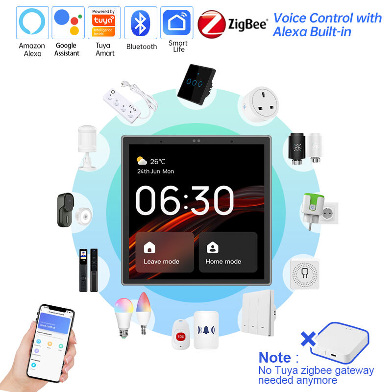 SIXWGH Pannello di Controllo Smart Home Touchscreen da 4 pollici Alexa Tuya Gateway Hub Zigbee 3.0 Integrato Controllo Vocale Montaggio a Parete AIoT