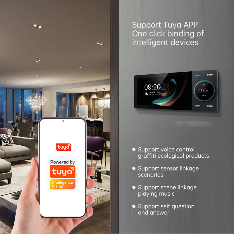 SIXWGH Luxury Upgrade Pannello di controllo Smart Home da 10 pollici Tuya WiFi Zigbee Gateway App Voce Musica di Sfondo Multi-Scenario Bar