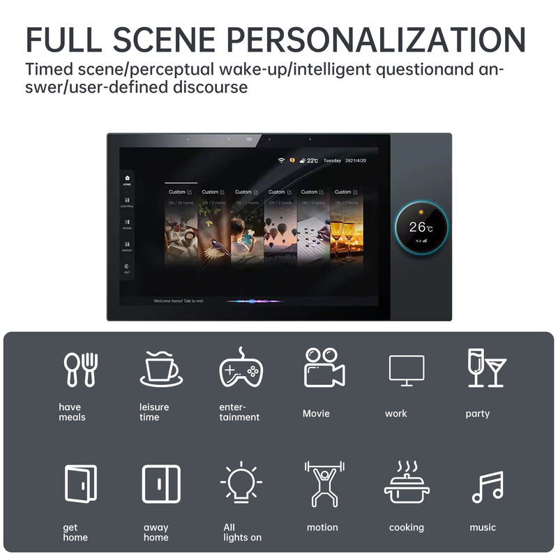 SIXWGH Luxury Upgrade Pannello di controllo Smart Home da 10 pollici Tuya WiFi Zigbee Gateway App Voce Musica di Sfondo Multi-Scenario Bar