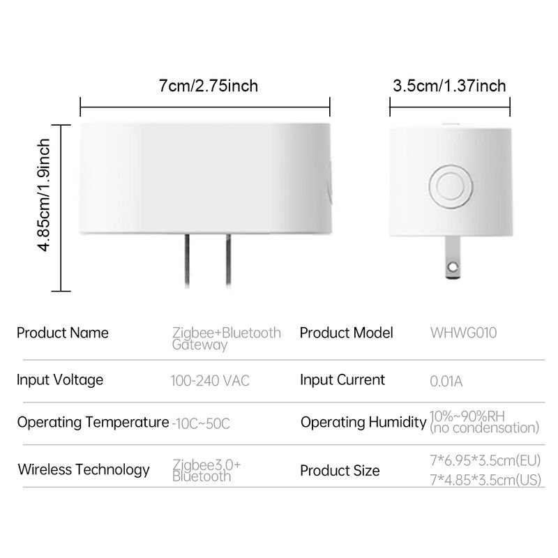 SIXWGH Smart Life Tuyz Zigbee per Bluetooth Gateway Hub 3-in-1 Multi-Protocol USB Caricabatterie Alexa/Google Home Dispositivi domestici intelligenti