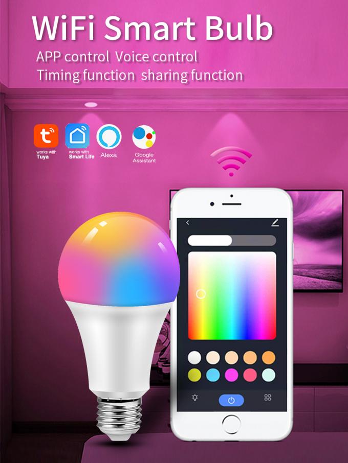 Luce di controllo LED di voce della lampadina di CA 100V 240V Smart WiFi LED 0
