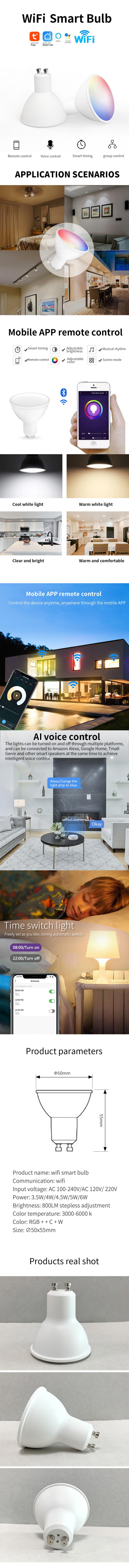 luci di alluminio di controllo LED di voce del PC Wifi LED della lampadina astuta regolabile di 10W 0